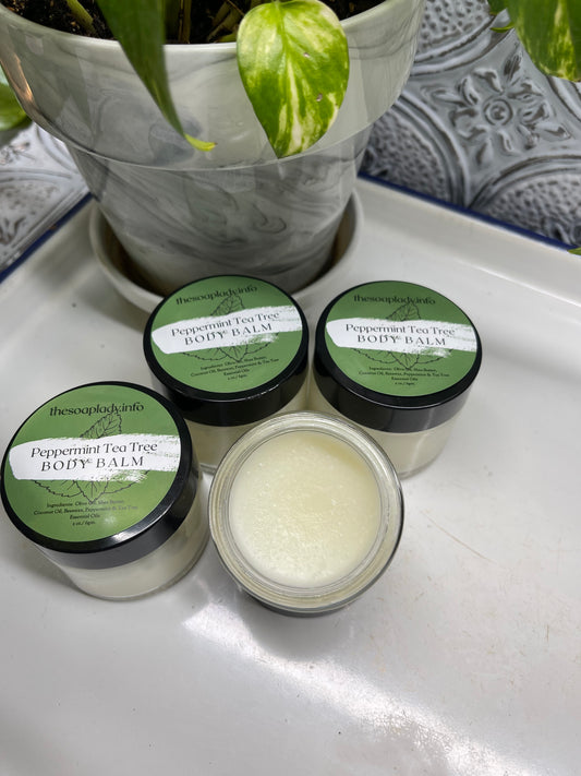 Peppermint Tea Tree Body Balm- 2 oz. Glass Jar