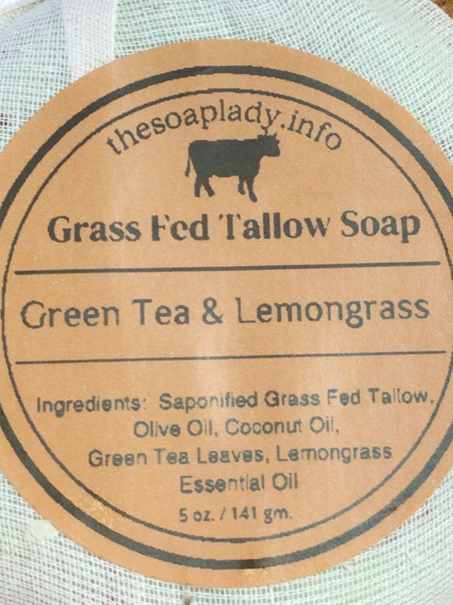 Grass-Fed Tallow Soap- Green Tea & Lemongrass